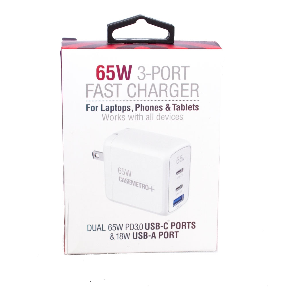 White, Power Supply/Adapter, Tech, Casemetro, 3-port, Wall Charger, 65W, 953601